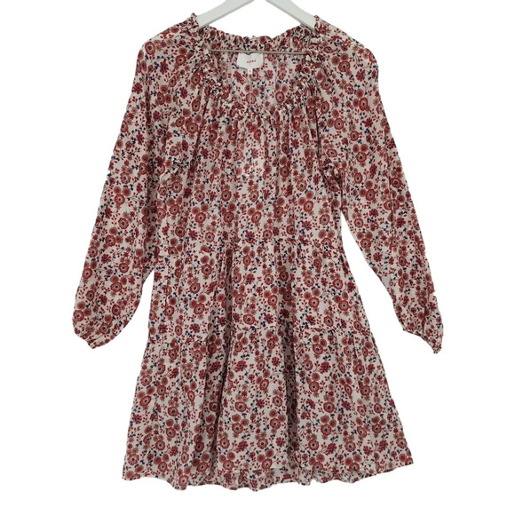 Xirena Dalyn Silk Cotton Blend Floral Tiered Dress in Red Spark - Picture 2 of 7